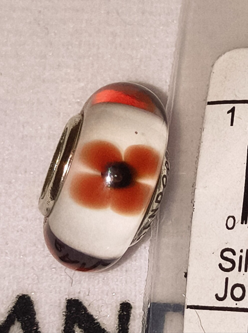 ✨ Authentic Pandora Murano, Orange Flower Glass Bead